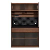 林氏家居餐边柜一体靠墙实木条茶水柜胡桃色酒柜中古风茶水柜储物橱柜UM3T 【落地款·高柜】餐边柜1.2*1.9m