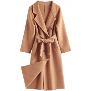 帕罗 2024秋冬女装毛呢大衣时尚优雅翻领系腰带显瘦百女式羊毛外套 44%羊毛