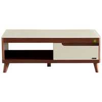 全友家居 茶几木纹茶几简约小户型钢化储物柜北欧茶几120722A