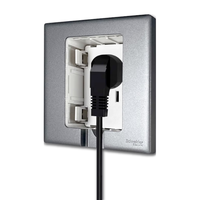 施耐德电气开关插座86型嵌入式插座冰箱内嵌式插座 魅影灰色10A五孔 内嵌插座五孔