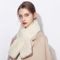 达芬奇密码 冬季流行时尚日系可爱仿獭兔毛纯色女士围脖 奶白色