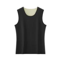 雅鹿双面磨毛男士保暖背心速暖无痕秋冬打底薄款发热打底衫无袖上衣 黑色 L (100-120斤)