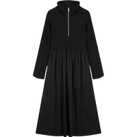 La·go·go 立领显瘦气质拼接小黑裙女A字裙休闲甜酷风百搭