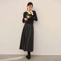 Orange Desire 复古百褶半身裙女春季A字半裙