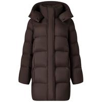 坦博尔2024中长款羽绒服女加厚可脱卸帽小个子保暖外套TBF530558V 巧克力 165/88A