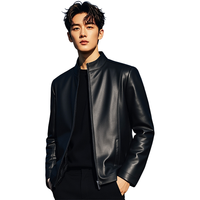 凯撒 【头层小牛皮革&立领防风】男士真皮皮衣外套男秋冬单皮夹克男