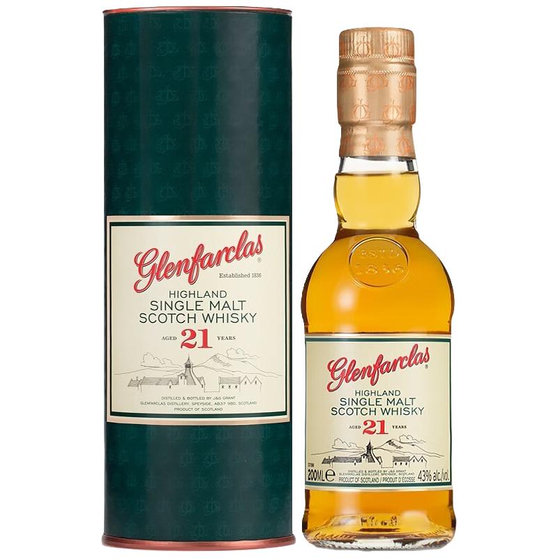 格兰花格Glenfarclas21年苏格兰单一麦芽威士忌200ml礼盒收藏
