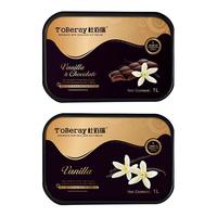 T’oBeray 杜佰瑞 冰淇淋组合装 2口味 1L*2桶（香草味+草莓味）