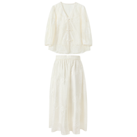 三彩 2025夏款中式三件套开衫吊带半身裙胖MM