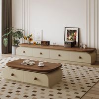 南方家居 NANFANG 2025新款电视柜客厅家用落地中古风胡桃木小户型茶几电视柜组合