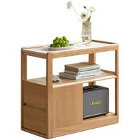 YESWOOD 源氏木语 轻奢沙发边柜侧边柜岩板边几角几实木北欧客厅窄移动边桌 原木色橡木(鱼肚白岩板)