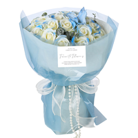 初朵 碎冰蓝玫瑰花束21朵永生香皂鲜同城配情人节礼物生日送女友