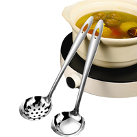 京严匠造 不锈钢火锅勺两件套火锅漏勺捞勺锅勺大汤勺厨房粥勺菜勺勺子套装 ⭐加大勺头不易洒 ⭐加长手柄