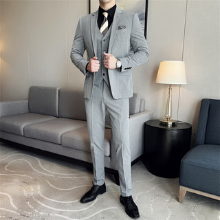 TUCANO啄木鸟西服套装男士黑色商务正装结婚休闲修身高级感西装外套 黑色两件套.【西服+裤子】【送领带】 3XL （适合150-165斤）