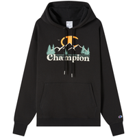 Champion 【品牌】秋冬男女款加绒连帽卫衣山系logo印花休闲服
