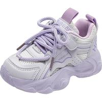 哈比熊（HOBIBEAR）女童运动鞋春秋网面透气儿童运动鞋男女童老爹鞋JD53S82紫色36码 36码（偏小一码）