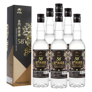 今日必买：金门高粱酒 金门高粱 黑标金龙 58度 清香型白酒 500ml*6瓶 整箱装
