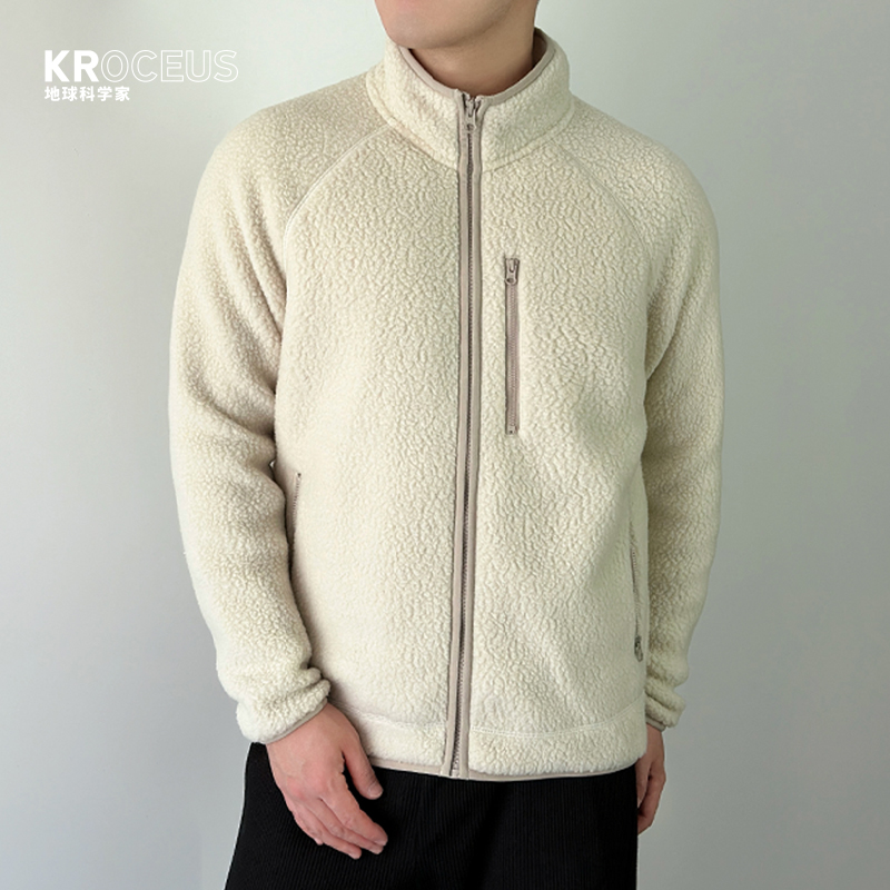 KROCEUS 中性摇粒羊羔绒开衫 男女同款柔软抓绒外套 保暖中间层