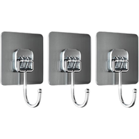 八海鸟【超强承重】大挂钩10只装免打孔不锈钢强力门后挂衣钩子脸盆架 大贴片超强承重10个装