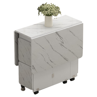 酷林KULIN 折叠餐桌 家用白色桌面带储物柜可移动 小户型餐桌饭桌可伸缩