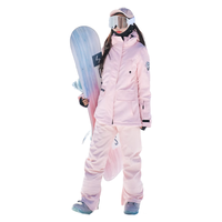 DOOK SNOW 2023滑雪服女套装韩国单板双板防风防水保暖夹棉滑雪装备 808粉色+605粉色 M