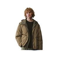 UR2025冬季男装琥珀流光风连帽羽绒服UML150049+ 咖棕 M