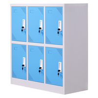 ZHONGWEI 中伟 更衣柜矮柜储物柜办公柜钢制铁皮柜碗柜资料柜鞋柜茶水柜六门蓝色