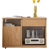 源氏木语 源氏木语实木小书柜原木储物柜桌下移动收纳柜置物柜沙发边柜 【橡木胡桃色】边柜0.8米