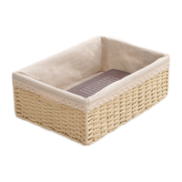 馨予心愿纯色简约收纳筐杂物玩具零食收纳篮化妆品桌面收纳盒家用织篮 米色 38*26*12
