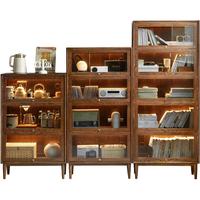 实木书柜简约黑胡桃木储物柜子小户型翻门原木餐边柜组合柜