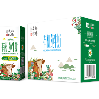  山花 3.6g乳蛋白 有机纯牛奶  礼盒装 250mL 12瓶