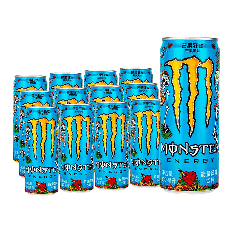 魔爪能量 Monster EnergyMonster魔爪功能饮料330ml 补充能量 强劲充能 运动饮料 魔爪芒果味330ml*12罐（含糖）