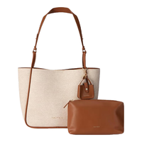 NAUTICA诺帝卡女士水桶包斜挎单肩手提包百搭实用斜挎大容量包 米白配棕色