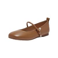 百思图24秋商场法式羊皮玛丽珍皮鞋晚风平底女单鞋TP426AQ4 棕色 38