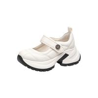 KISSKITTY2025年春季运动芭蕾玛丽珍鞋女厚底增高浅口单鞋 白色牛皮革 34