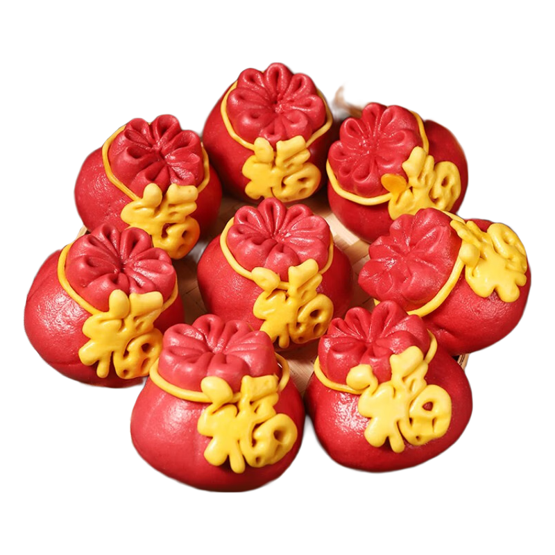 优膳坊（YOUSHANFANG）宝宝抓周葫芦花饽饽板栗福袋元宝寿桃包馒头花馍礼盒过年 福袋8个装(无礼盒) 0.8kg