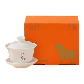 八马茶业 茶具 喜乐陶瓷茶具套组 盖碗+茶杯 一碗二杯