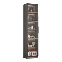 财祥书柜展示柜电视柜边柜置物酒柜靠墙家用客厅立柜带玻璃门柜子窄柜 五层40*32*180【极简玻璃门】