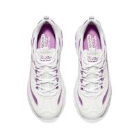 斯凯奇（Skechers）经典老爹鞋女鞋熊猫鞋透气百搭休闲增高复古运动鞋 13146-WPKB 白色/粉色/蓝色 35