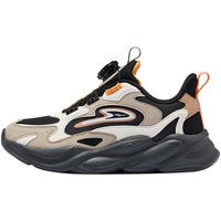 鸿星尔克男童运动鞋女童24年冬季革面休闲鞋户外跑鞋儿童运动鞋丨晨星 正黑/浅亚麻 33码