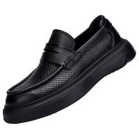 U7品牌男鞋2024年春夏高端鹿皮打孔商务正装一脚蹬休闲皮鞋 2024216黑色 41 标准皮鞋码