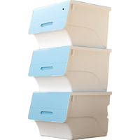 茶花 CHAHUA收纳箱家用秋冬衣服被子玩具杂物整理盒筐框超大容量加厚储物 【3只】34L蓝色