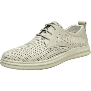 富贵鸟男鞋夏季皮鞋男透气休闲鞋男软底正装鞋男时尚潮流百搭爸爸鞋子男 白色 38