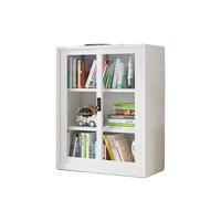 埔盾轻奢移门书柜拉门玻璃门展示柜铁艺书架落地收纳柜带锁 0.8米宽推拉矮柜全玻