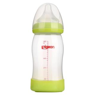 Pigeon 贝亲 AA95 婴儿宽口径奶瓶 绿色 240ml 奶嘴(L号)