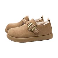 西遇 厚底加绒勃肯鞋女 复古外穿保暖雪地鞋 卡其