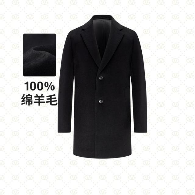 GIOVANNI VALENTINO 卓凡尼·华伦天奴 男士中长款保暖呢大衣