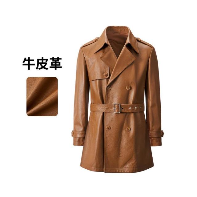 GIOVANNI VALENTINO 卓凡尼·华伦天奴 25秋冬新款男士长袖翻领防风皮外套商务休闲风衣