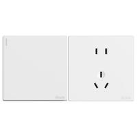 simon 西蒙电气 西蒙（SIMON）开关插座面板五孔插座86暗装墙壁单开双控哑光磨砂M3系列雅白色 空调带开关(16a)
