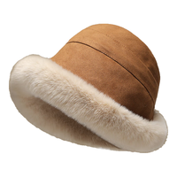 稻草人帽子女秋冬季加绒加厚保暖毛绒渔夫帽时尚护耳包头盆帽 【褐色】毛绒保暖 均码